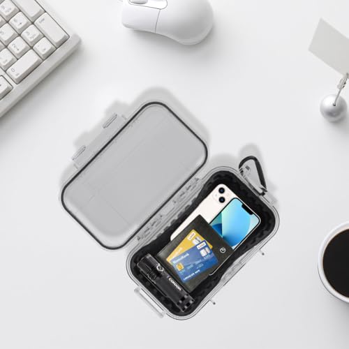 Small Waterproof Storage Case, Outdoor Survival Waterproof Dry Box Protective Case Shockproof Airtight Carry Box Container Floating Hard Shell for EDC Tools Phone Keys Watches Travel Fishing - color: transparent