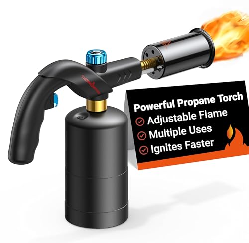 ThermoMaven Heavy-Duty Propane Torch – Essential for Sous Vide, BBQ, and Kitchen Flambé – Reliable Flamethrower Lighter (Tank Not Included), Sky Blue - color: Sky Blue