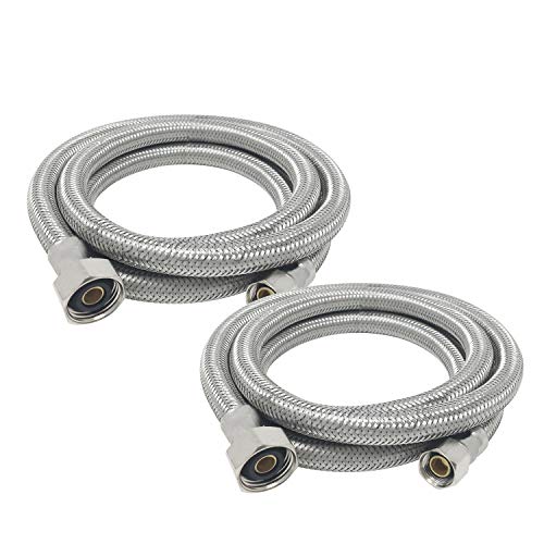 [2-Pack] PROCURU 60" (5Ft) x 3/8" Comp x 1/2" FIP Faucet Hose Connector, Stainless Steel Braided Supply Line, Certified Safe (9SF60-2P) - size: 60 Inch