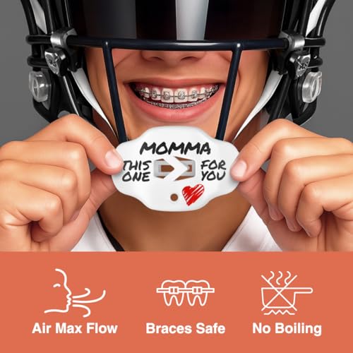 SLEEFS Classic Football Mouthguard with Bold Designs and Removable Strap - color: Momma White