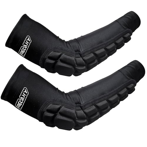 Frelaxy Elbow Pads, Padded Arm Sleeves for Volleyball and Football, 2 Pack - color: Black, size: Medium