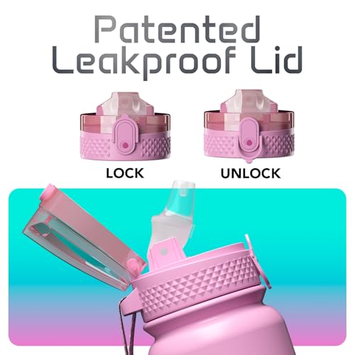 Stainless Steel Water Bottle 20oz with Straw, Insulated, Leakproof Lid - color: Pink