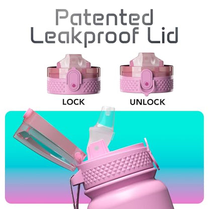 Stainless Steel Water Bottle 20oz with Straw, Insulated, Leakproof Lid - color: Pink