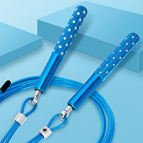 Jump Rope, Wastou Speed Jumping Rope for Training Fitness Exercise, Adjustable Adults Workout Skipping Rope for Men, Women, Kids, Girls - color: Blue-B