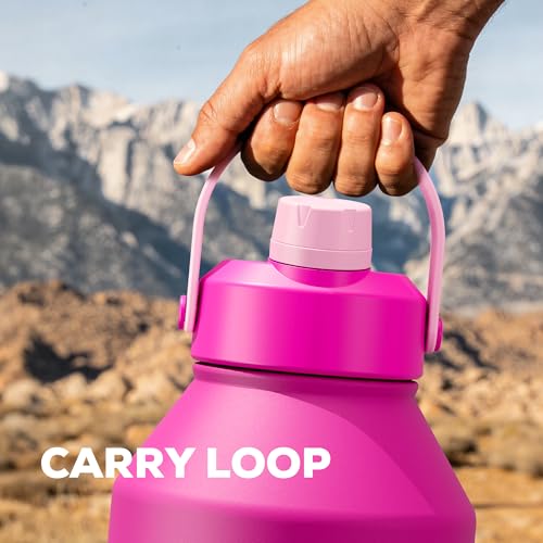 POWCAN 64 oz Insulated Metal Water Bottle for Women: 2-in-1 Straw & Spout Lid, Keep Cold 48H, Leakproof, Carrier Bag, Half Gallon Stainless Steel Water Bottle for Sports, Travel, and Fitness (Peony) - color: Peony