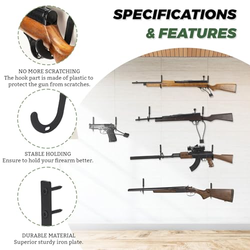 Gun Rack Hook for Gun Safe Shelf Gun Safe Accessory with Cable Lock Hole, Gun Hanger Pistol Organizer for Storage Display - style: 2 Pairs