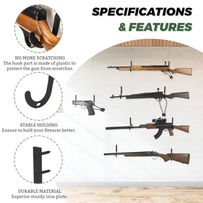 Gun Rack Hook for Gun Safe Shelf Gun Safe Accessory with Cable Lock Hole, Gun Hanger Pistol Organizer for Storage Display - style: 2 Pairs