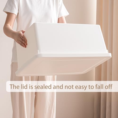 15 Quart high-end White multifunction storage box with lid，Stackable Plastic Boxes，with handle,Garage storage，home storage,Waterproof and moisture-proof.（white，2L） - size: 2L