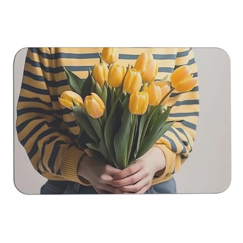 Outdoor Door Mat 15.7" X 23.6" Non-Slip Doormat Yellow Bouquet Front Door Mats Quick Dry Welcome Mats for Outdoor Indoor Entrance Mat Home Decor Floor Mats for Patio - color: Yellow Bouquet