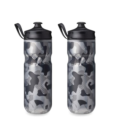 HydraPak Polar Sport Insulated Water Bottle 2-Pack (20oz, Contender Black) - color: Contender Black, style: 20oz/600ml (2-Pack)
