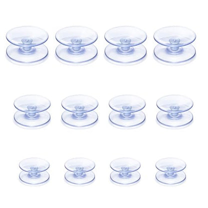 3 Sizes Suction Cups, 12 Pcs Double Sided Suction Cups for Glass Table Mirrors Furniture (30+35+40mm)