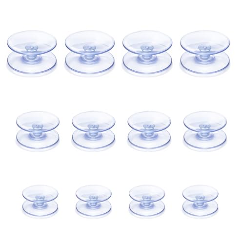 3 Sizes Suction Cups, 12 Pcs Double Sided Suction Cups for Glass Table Mirrors Furniture (30+35+40mm)