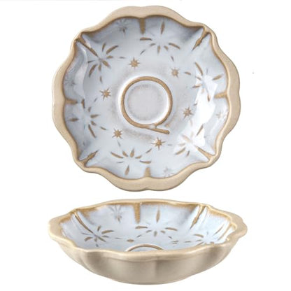 Ceramic Soy Sauce Dish, 2 Oz Beige Dipping Bowls Set, Small Serving Bowls, Set of 2 Mini Dip Plates for Side Dishes, Ketchup, Appetizer, Soy, Vinegar, Sushi, BBQ, Party, Condiments (Q)