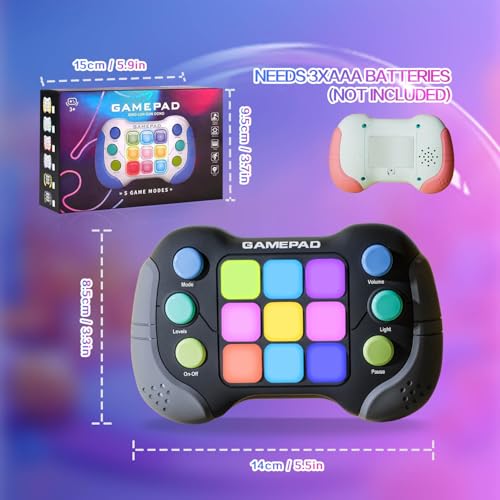 Christmas Fast Push Game Fidget Toys Handle, Upgraded Flashing Quick Press Games Pro for Kids, Speed Push Light Up Fidget Game, Educational Handheld Console Gamepad Toy for Boys Girls - style: Grey