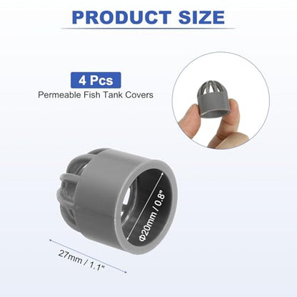 PATIKIL 0.8 Inch (20mm) Fish Cover Permeable Cap, 4 Pcs PVC Breathable Cap Aquarium Guard Fish Tank Intake Cover, Gray