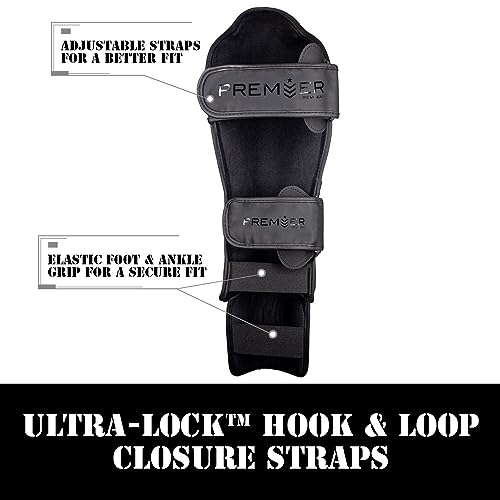 Revgear Premier Deluxe Shin Guard, Durable/Lightweight, MMA, Kickboxing - color: Black/Black, size: X-Large