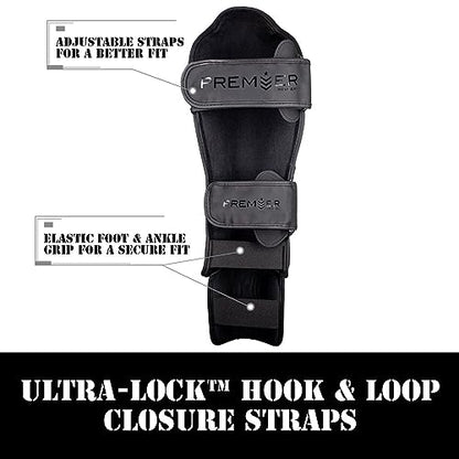 Revgear Premier Deluxe Shin Guard, Durable/Lightweight, MMA, Kickboxing - color: Black/Black, size: X-Large