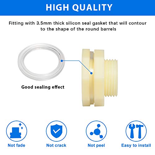 3/4" ABS Bulkhead Water Tank Connector Adapter Fitting with Plugs Thru-Bulk Pipe Fitting (Set of 2) - size: 3/4 inch, style: Set of 2