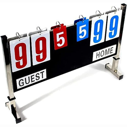 Portable Scoreboard Fins, 4 Digits Game Scoreboard, Multifunctional Vertical Score Flip Scoreboard, Up to 99, for Match Volleyball/Basketball/Soccer/Table Tennis/Badminton