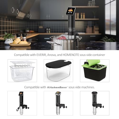 Sous Vide Bracket Clamp Replacement: KitchenBoss Sousvide Fixing Bracket with Silicone Shim, Compatible with Anova, Greater Goods, Fits Sous-vide in The 2.08-2.46 Inch Diameter Range, BK300B
