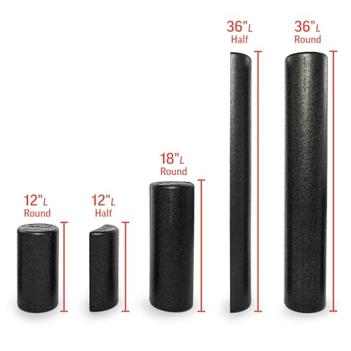 OPTP AXIS Firm Density Foam Roller – Round, Black, 36" x 6" | High density foam roller for heavy use, physical therapy, yoga, Pilates, fitness exercise & sports training, smooth surface - color: Black - 36" X 6" Round