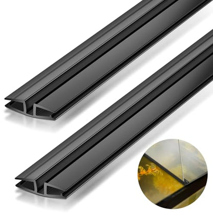 2 Pack PVC Piano Style Hinge, 39.37 Inch Each Flexible Living Plastic Hinge, No Screw or Glue for 3-5mm Acrylic, Glass Panels, Golf Cart Windshields, Drum Shield and DIY Projects(Black)