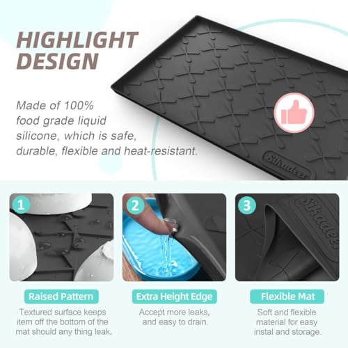 31" x 22" Under Sink Mat Waterproof, Silicone Mat Kitchen Drawer Shelf and Cabinet Liner, Sink Protector for Kitchen Organizers and Storage, Boot Tray Pet Food Mats