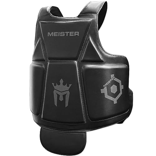 Meister Body Armor - MMA & Boxing Chest Guard w/Groin Protector | Trainer-grade protection for kickboxing and Muay Thai. Maximum coverage for belly, chest & oblique strikes - size: Adult Large