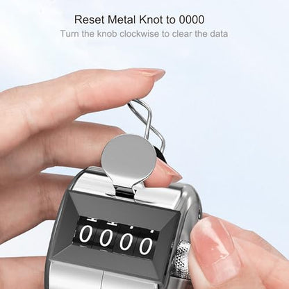 Metal Tally Counter Clicker Counter Handheld Pitch Counter, Manual Mechanical 4-Digit Number Click Counter, One Hand Counter Clicker Digital Counting for Coaching Knitting People Lap Fishing Golf&Row - color: 2PC