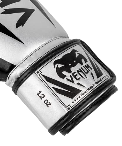 Venum Elite Boxing Gloves - color: Silver/Black, size: 12-Ounce