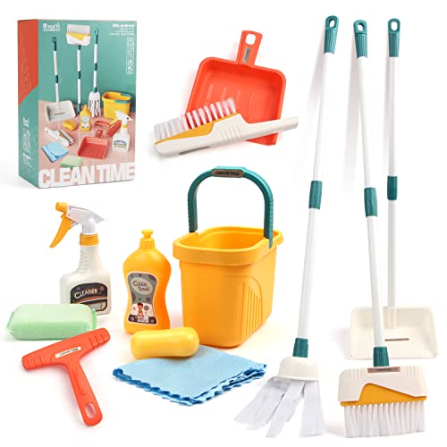 Detachable Kids Cleaning Toy Set - Broom, Mop, Dustpan, Brush, Rag Play, Housekeeping Kit, STEM Really Clean Toys Gift for Girls & Boys - color: Cleaning Set