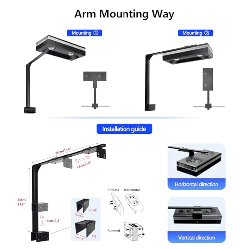 RL180 WiFi Full Spectrum Reef Light 180W Marine Reef LED Aquarium Light Saltwater Aquarium Fish Tank Lamp (RL180 with Arm Kit) - size: RL180 With Arm Kit