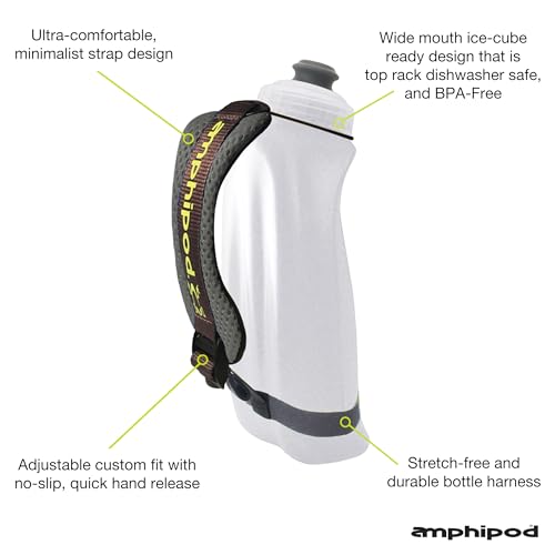 Amphipod Hydraform Handheld Bottle, Ergonomic BPA-Free Water Bottle, 12 oz. - color: Charcoal/Clear, size: 12 Ounces