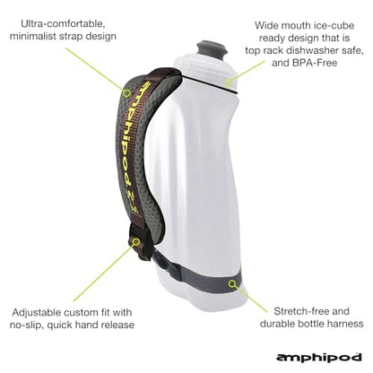 Amphipod Hydraform Handheld Bottle, Ergonomic BPA-Free Water Bottle, 12 oz. - color: Charcoal/Clear, size: 12 Ounces