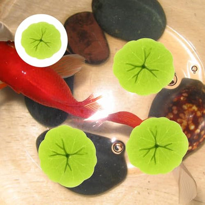 Luxshiny 40pcs Lifelike Imitation Lotus Leaves 6cm Water Lily Pads Artificial Floating Pond Decor for Aquarium Fish Tank and Home Garden Display