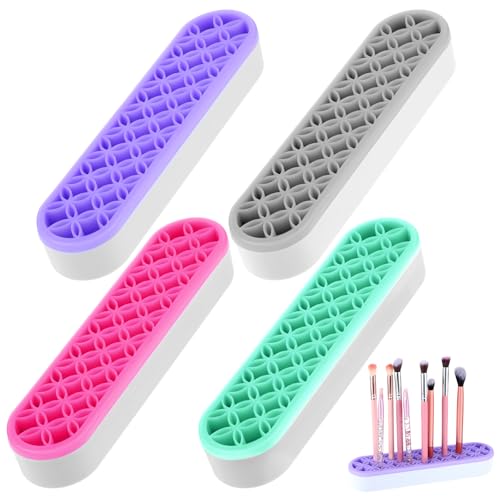 4 Pcs Silicone Makeup Brush Holder, Multipurpose Cosmetic Organizer, Pen Holder for Desk, Storage Box, Sewing Tool, Beauty Tool, Scissors, Toothbrush Holders