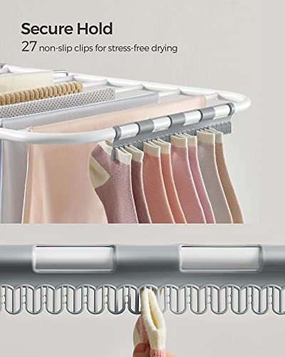 SONGMICS Clothes Drying Rack, Foldable Space-Saving Laundry Drying Rack - color: White + Gray, size: 1 Tier （21.7"d x 58.3"w x 39.4"h）