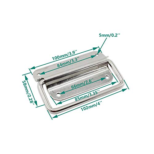 4 Pack Stainless Steel Wardrobe Handle, Foldable Boat Hatch Latch Cabinet Lifting Ring Pull Handle,Cabinet Pull Handle Accessories,Toolbox Door Chest Handle Large - size: Large