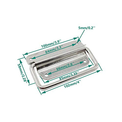4 Pack Stainless Steel Wardrobe Handle, Foldable Boat Hatch Latch Cabinet Lifting Ring Pull Handle,Cabinet Pull Handle Accessories,Toolbox Door Chest Handle Large - size: Large