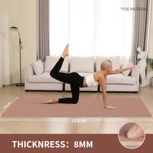 8mm Thick Yoga Mat Non Slip for Women Men - color: Brown+Apricot