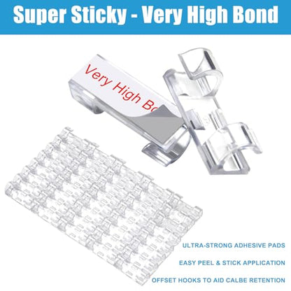 40PCS Strong Adhesive Cable Clips Clear, Premium Wire Holders for Wall, Strong Cord Organizer Under Desk, Car, PC, Christmas Light Indoor/Outdoor