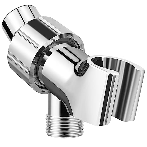 Adjustable Handheld Shower Head Holder- Brass Ball, Premium ABS Bracket- 360 Degree Rotatable Arm Mount and Hose Connector, Shower Adapter- Adjustable Shower Arm Mount, MAYYAYA (Silver) - color: Silver