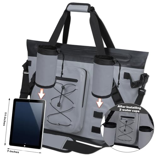 Insulated Fish Cooler Kill Bag with Flat Bottom-26x18 31x14 40x16 50x18 60x20 70x25 Inches Waterproof Fishing tackle Kill Cooler Bag - color: Dark Grey-26x18x9