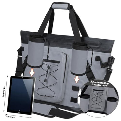 Insulated Fish Cooler Kill Bag with Flat Bottom-26x18 31x14 40x16 50x18 60x20 70x25 Inches Waterproof Fishing tackle Kill Cooler Bag - color: Dark Grey-26x18x9