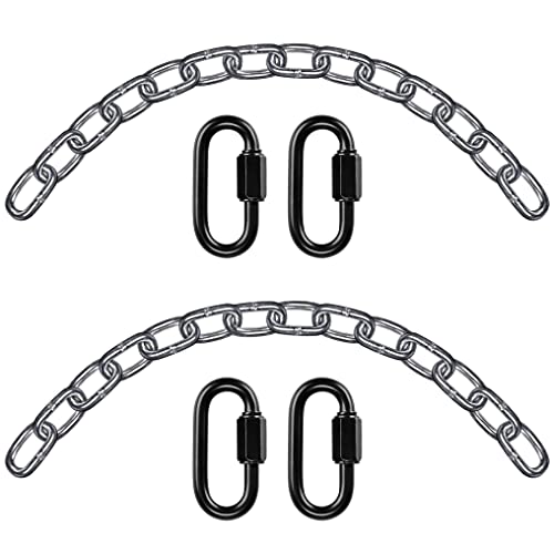 2Pcs 28 inch Silver Hanging Chain with 4 Carabiner Hammock Extender Chain - color: Silver, size: 28"