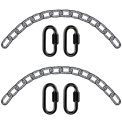 2Pcs 28 inch Silver Hanging Chain with 4 Carabiner Hammock Extender Chain - color: Silver, size: 28"