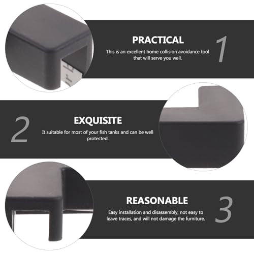 BESTonZON Silicone Corner Bumpers 6pcs Medium Black Fish Tank and Pet Carrier Edge Protectors Anti-Collision Guards for Aquarium and Safety