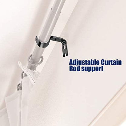 Frienda 12 Pcs Curtain Rod Brackets Adjustable Holder Wall for 1 Inch Diameter Curtain Rod General Bracket Hooks with Screws (Bright Black) - color: Bright Black