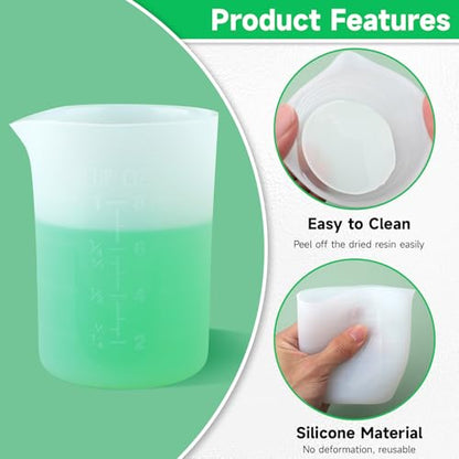 250ml Large Silicone Measuring Cups, 8OZ Reusable Squeeze and Pour Resin Cups for Epoxy, Casting Molds, Slime, Craft Art Projects, Cup Making, Waxing, 6 Packs - size: 250ml*6