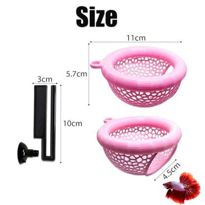 Fish Tank Floating Betta Hide，Betta or Shrimp Burrows and Hammock, Fish and Shrimp Feeder，Multifunctional Aquarium Accessories，Anchorable Location (Pink) - color: Pink